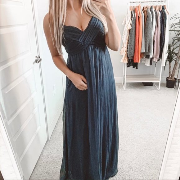 BHLDN Brigitte Bridesmaid Maxi Dress Navy Bluea - Picture 2 of 4